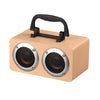 Altavoz Bluetooth estéreo de doble cuerno portátil de madera W5B con soporte para teléfono, compatible con tarjeta TF / AUX (amarillo)
