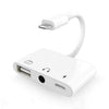3 en 1 multifunción de 8 pines + 3,5 mm + USB 3.0 OTG a 8 pines macho Adaptador de carga rápida y audio de música y lectura de tarjetas (blanco)