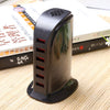 853L 30W 6 puertos USB Base de carga rápida Cargador inteligente AC100-240V (Negro)