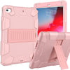 Carcasa protectora de silicona bicolor a prueba de golpes para iPad Mini 2019 y 4, con soporte (oro rosa)