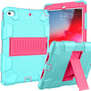Carcasa de protección de silicona de dos colores a prueba de golpes para iPad Mini 2019 y 4, con soporte (verde menta + rojo rosa)