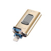 Richwell 3 en 1 16G Tipo-C + 8 pines + USB 3.0 Disco flash push-pull de metal con función OTG (dorado)