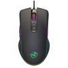 HXSJ A867 USB 6400DPI Ratón para juegos de deportes electrónicos con iluminación RGB ajustable de cuatro velocidades, longitud: 1,5 m