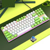 FOREV FV-301 Teclado mecánico para juegos Blue Axis de 87 teclas, longitud del cable: 1,6 m (blanco + verde)