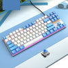 FOREV FV-301 Teclado mecánico para juegos Blue Axis de 87 teclas, longitud del cable: 1,6 m (blanco azul)