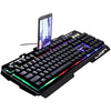 ZGB G700 104 Teclas USB Conjuntos de cables Mecánica Sensación brillante Panel de metal Colgante Teclado de juegos con soporte telefónico (negro)