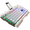 ZGB G700 104 Teclas USB Conjuntos mecánicos Sentirse de la suspensión de panel de metal brillante Teclado de juego con soporte telefónico (oro)