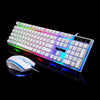 ZGB G21 1600 DPI Teclado de suspensión de tacto mecánico con retroiluminación colorida con cable profesional + Kit de mouse óptico para computadora portátil, PC (blanco)