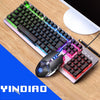 YINDIAO K002 Teclado con retroiluminación RGB de tacto mecánico con cable USB + Juego de mouse óptico silencioso (negro)