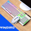 YINDIAO K002 Teclado con retroiluminación RGB de tacto mecánico con cable USB + Juego de mouse óptico (blanco)