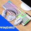 YINDIAO K002 Teclado de retroiluminación RGB de tacto mecánico con cable USB + mouse óptico + juego de auriculares (blanco)