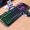 Set de ratón del teclado mecánico de Yindiao V2 de la sensación del juego (luz de arco iris negro)
