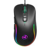 HXSJ J300 Ratón con cable para juegos programable con iluminación RGB de 7 teclas (negro)