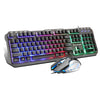 SHIPADOO GT500 1000 DPI 104 teclas RGB con cable, color para juegos, retroiluminación, sensación de metal, suspensión, teclado, mouse, kit para computadora portátil, PC (negro)