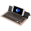 F18 Teclado inalámbrico Bluetooth ultradelgado, plegable, plegable, de 58 teclas con soporte (dorado)