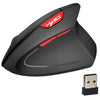 HXSJ T24 6 botones 2400 DPI 2.4G Ratón ergonómico vertical inalámbrico con receptor USB (Negro)