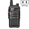 Baofeng BF-UV5R Plus S9 FM Interphone Walkie Talkie de mano, enchufe de EE. UU. (Negro)