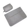PU01S Bolsa interior para computadora portátil con hebilla magnética invisible horizontal de cuero de PU para computadoras portátiles de 15.4 pulgadas, con bolsa pequeña (gris)
