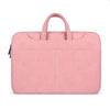 ST06S Bolso de mano de un solo hombro con cremallera de cuero PU impermeable y correa portátil oculta para computadoras portátiles de 14.1 pulgadas, con Magic Stick y cinturón de maleta (Rosa)