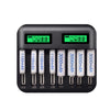 Cargador de batería de 5V 2A USB de 8 ranuras para batería AA, AAA y C / D, con pantalla LCD