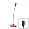 Micrófono de audio con cable USB ajustable de cuello de cisne de escritorio BK, tarjeta de sonido integrada, Compatible con PC / Mac para transmisión en vivo, programa, KTV, etc. (rojo)