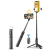 Q12s Bluetooth Control remoto Luz de relleno giratoria Trípode Selfie Stick