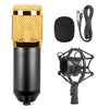 BM-800 Micrófono de sonido de condensador de grabación de estudio de 3,5 mm con soporte de choque, Compatible con PC / Mac para Live Broadcast Show, KTV, etc. (Negro)
