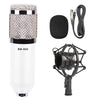 BM-800 Micrófono de sonido de condensador de grabación de estudio de 3,5 mm con soporte de choque, Compatible con PC / Mac para Live Broadcast Show, KTV, etc. (blanco)