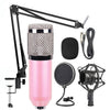BM-800 Network K-Song Juego de micrófono de montaje de choque metálico de alta gama dedicado (rosa)