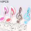 10 PCS PP Material Acero inoxidable Primavera Música Forma de nota Clip de libro Soporte de página de lujo, Entrega de color aleatorio