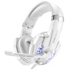 KOTION EACH G9000 Auriculares para juegos de 3,5 mm con luz LED de micrófono, longitud del cable: aproximadamente 2,2 m (blanco)