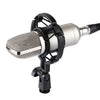 FIFINE F-700 Micrófono de condensador profesional para grabación de sonido con soporte de choque para transmisión de radio de estudio y transmisión en vivo, puerto para auriculares de 3,5 mm, longitud del cable: 2,5 m (plateado)