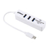Lector de tarjetas 2 en 1 TF y SD + 3 puertos USB a convertidor HUB USB-C / Type-C, longitud total: 24 cm (blanco)