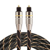 Cable de audio óptico digital macho a macho Toslink de línea neta tejida con cabeza metálica chapada en oro de 1,5 m OD6,0 mm