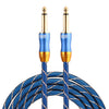 EMK 6.35mm Macho a Macho Cable de audio trenzado de nailon con rejilla de enchufe chapado en oro de 3 secciones para mezclador de amplificador de altavoz, longitud: 1,5 m (azul)