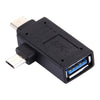 Adaptador USB-C / Type-C macho + Micro USB macho a USB 3.0 hembra (negro)