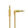 AV01 Cable de audio de codo macho a macho de 3,5 mm, longitud: 1,5 m (dorado)