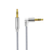 AV01 Cable de audio de codo macho a macho de 3,5 mm, longitud: 2 m (gris plateado)