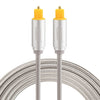 Cable de audio óptico digital EMK 2m OD4.0mm chapado en oro con cabeza metálica tejida Toslink macho a macho (plateado)
