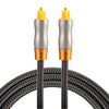 Cable de audio óptico digital macho a macho Toslink de línea tejida con cabeza metálica chapada en oro de 1m OD6.0mm