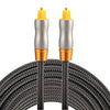 Cable de audio óptico digital macho a macho Toslink de línea tejida con cabeza metálica chapada en oro de 3m OD6.0mm