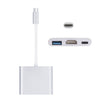 Adaptador USB-C / Type-C 3.1 macho a USB-C / Type-C 3.1 hembra y HDMI hembra y USB 3.0 hembra (plateado)