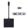 Adaptador USB-C / Type-C 3.1 macho a USB-C / Type-C 3.1 hembra y HDMI hembra y USB 3.0 hembra (negro)