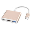 V125 UCB-C / Type-C Male a PD + HDMI + USB 3.0 Femenino 3 en 1 convertidor (oro)