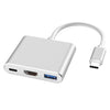V125 UCB-C / Type-C Male a PD + HDMI + USB 3.0 Femenino 3 en 1 convertidor (plata)