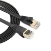 Cable de conexión ultraplano CAT7 10 Gigabit Ethernet de 1,8 m para red LAN de enrutador módem - Construido con conectores RJ45 blindados (negro)
