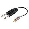 Cable adaptador de audio mono macho de 3,5 mm a 2 x 6,35 mm macho, longitud total: aproximadamente 27 cm