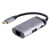 Tipo-C / USB-C Macho a RJ45 Mujer + Tipo-C / USB-C hembra + Convertidor de adaptador femenino USB