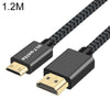 Uld-Unite Head-chapado en oro HDMI 2.0 Macho a mini HDMI Cable trenzado de nylon, longitud del cable: 1.2m (negro)
