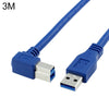 USB 3.0 A macho a derecha 90 grados Ángulo USB 3.0 Tipo-B Cable de impresora de alta velocidad, longitud del cable: 3m
